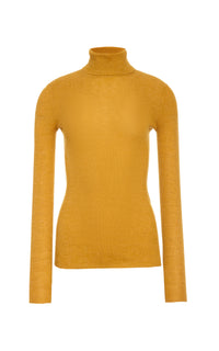 Aldona Knit Turtleneck in Golden Birch Cashmere Silk with Hemp