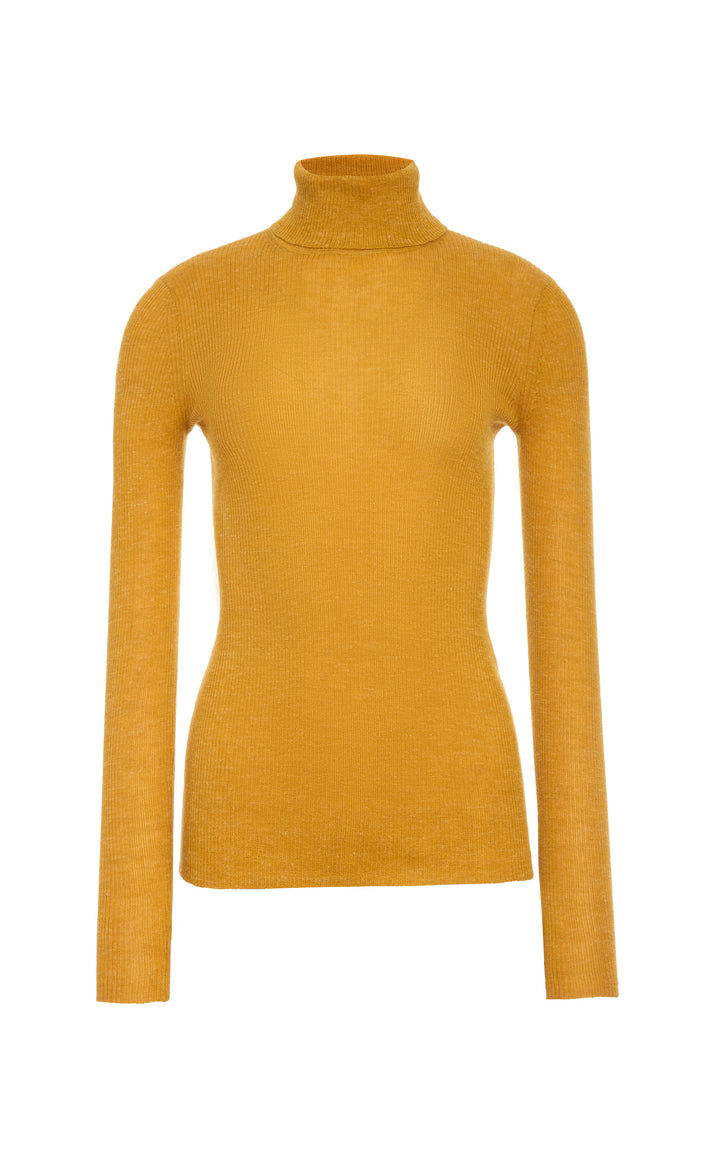 Aldona Knit Turtleneck in Golden Birch Cashmere Silk with Hemp