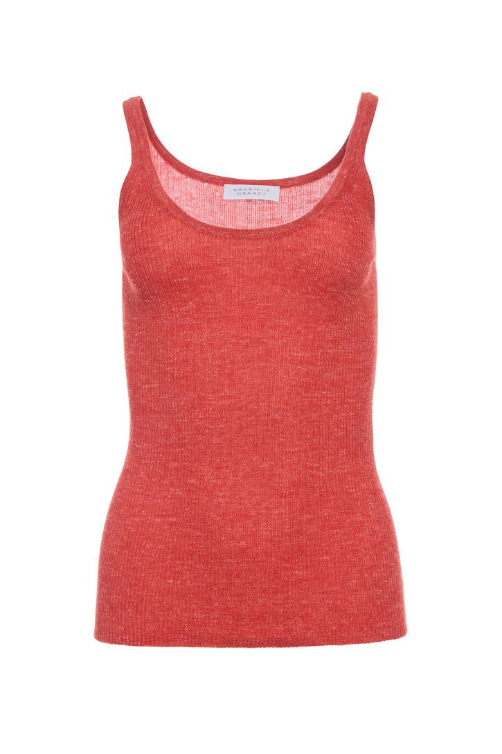 Cinxia Knit Tank Top in Antelope Orange Cashmere Silk with Hemp