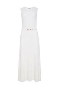 Meier Knit Midi Dress in Ivory Merino Wool Cashmere