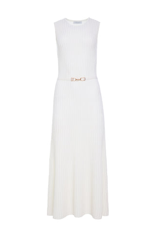 Meier Knit Midi Dress in Ivory Merino Wool Cashmere