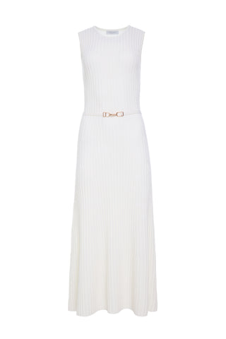 Ivory Merino Wool Cashmere Meier Knit Midi Dress - Front View | Gabriela Hearst