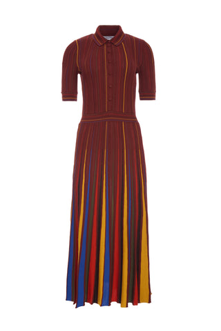Calypso Pinstripe Knit Midi Dress Burnt Sienna Merino Wool
