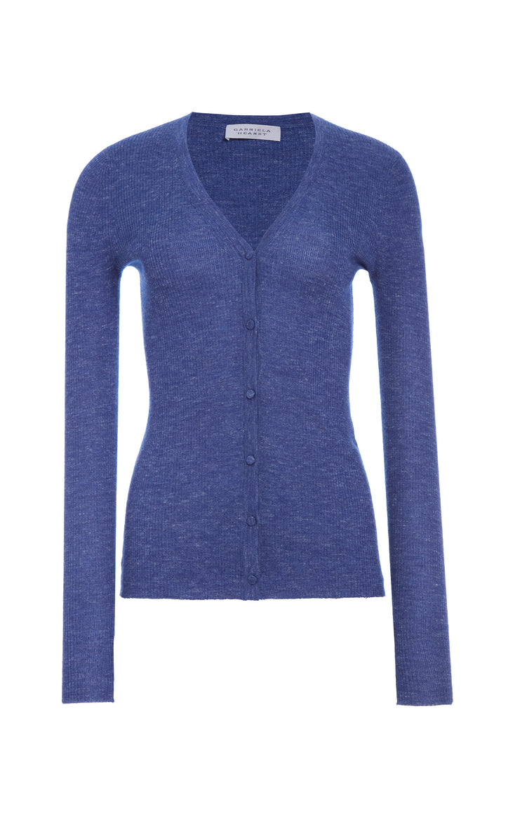 Aiste Knit Cardigan in Cobalt Cashmere Silk with Hemp