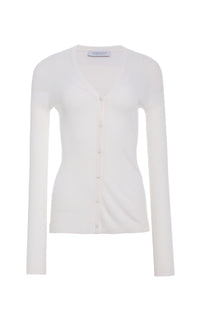 Aiste Knit Cardigan in Ivory Cashmere Silk with Hemp