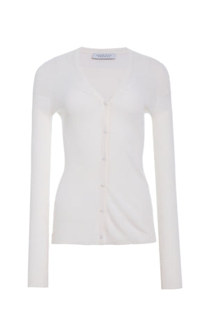 Aiste Knit Cardigan in Ivory Cashmere Silk with Hemp