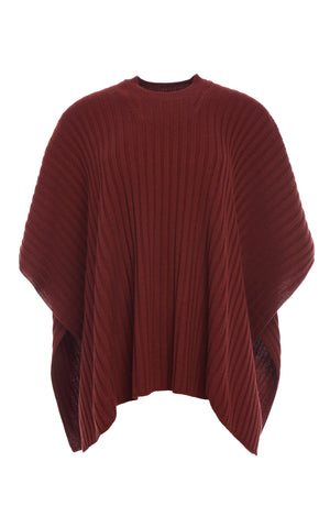 Baron Knit Cropped Poncho in Burnt Sienna Merino Wool Cashmere