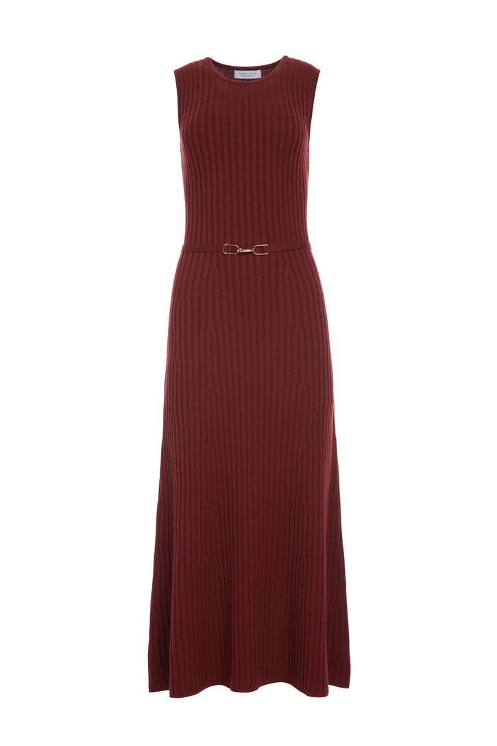 Meier Knit Midi Dress in Burnt Sienna Merino Wool Cashmere