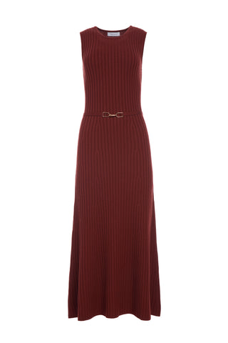 Meier Knit Midi Dress in Burnt Sienna Merino Wool Cashmere