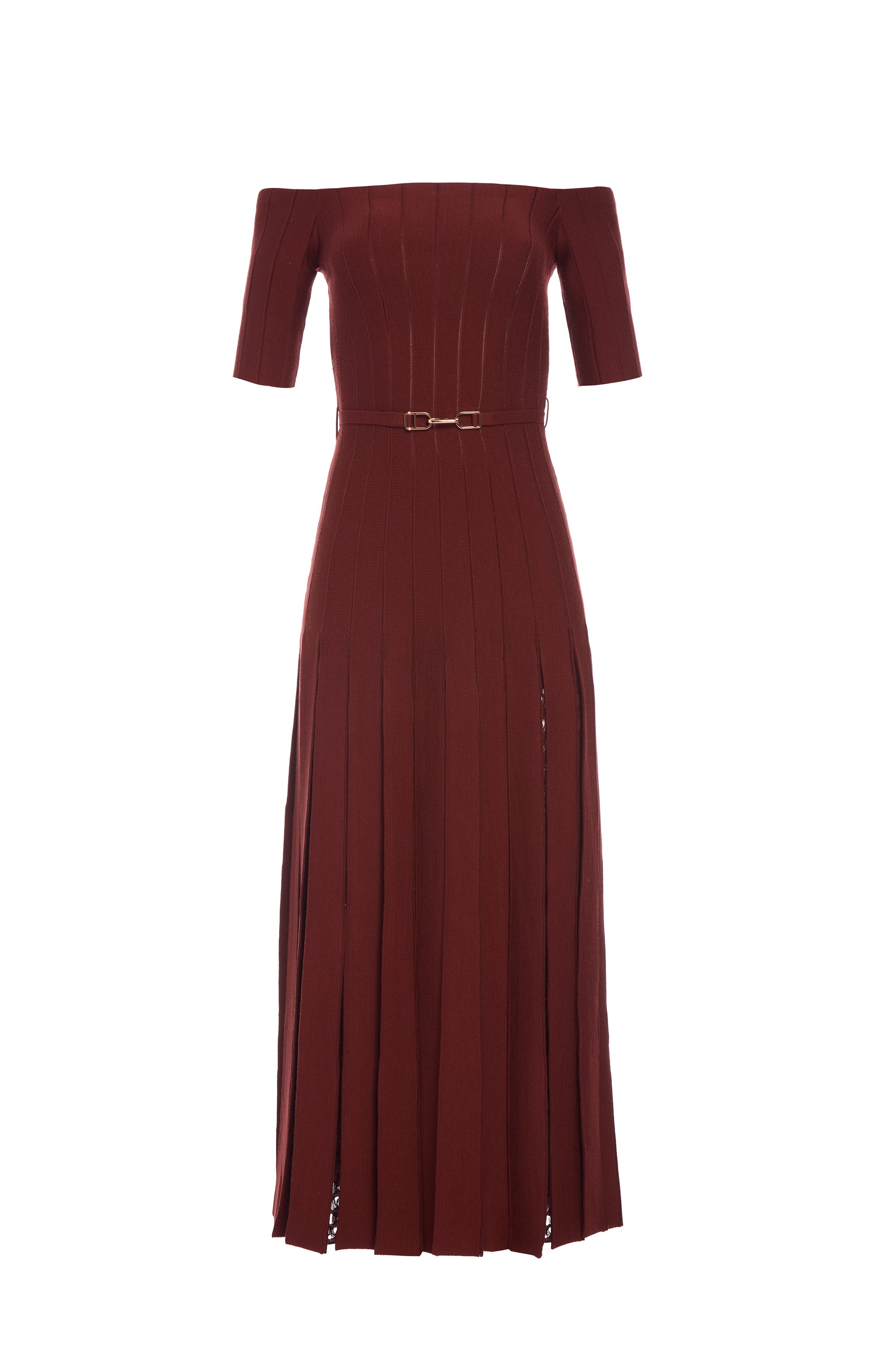 Gabriela Hearst - Kurt Knit Pleated Maxi Dress in Burnt Sienna Merino Wool - Burnt Sienna - XS