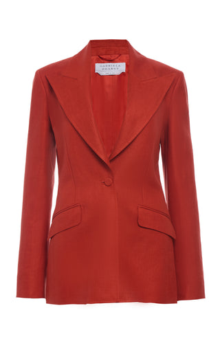 Antelope Orange Linen Leiva Blazer - Front View Single-Breasted | Gabriela Hearst