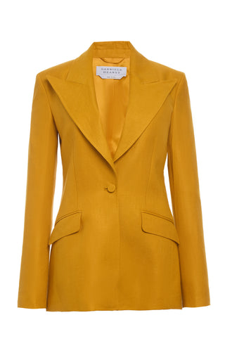 Golden Birch Linen Leiva Blazer - Front View Single Breasted | Gabriela Hearst