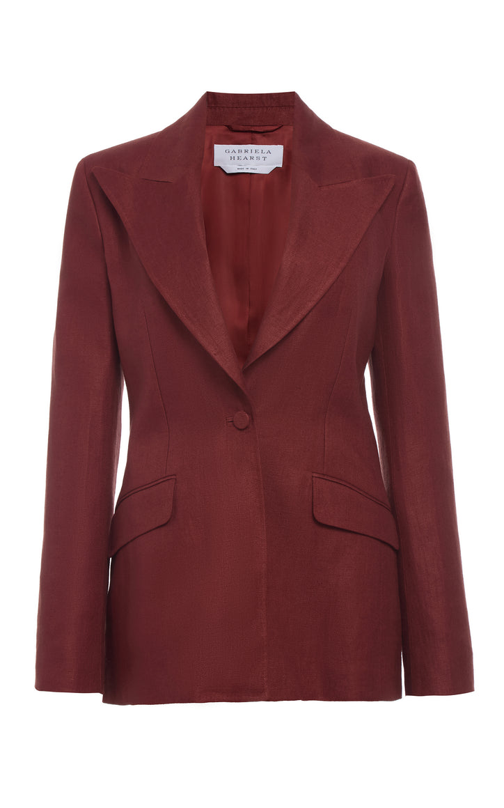 Leiva Blazer in Burnt Sienna Linen Twill
