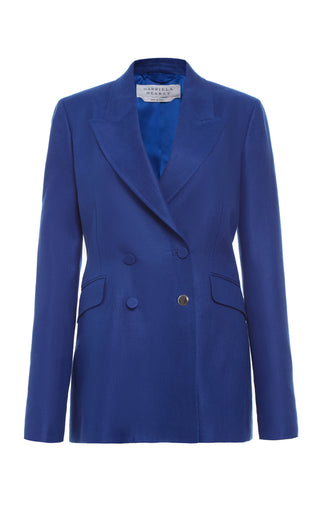 Cobalt Linen Angela Double Breasted Blazer - Flat Lay | Gabriela Hearst