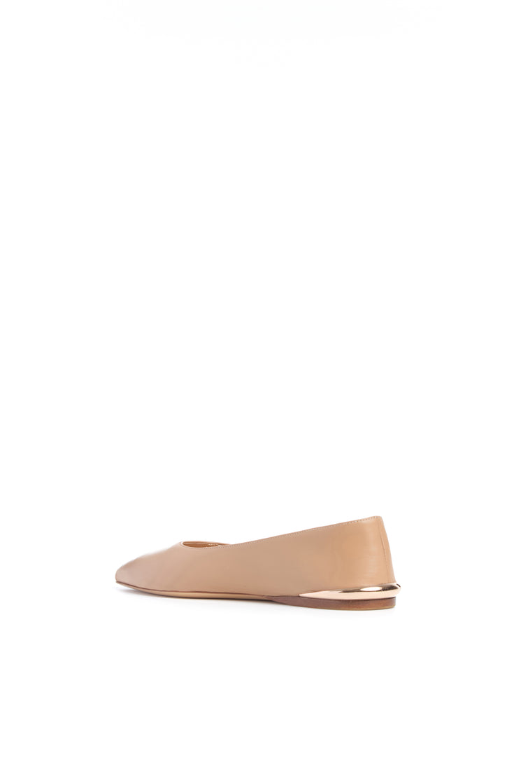 Fleur Ballerina Flat Shoe in Nude Nappa Leather