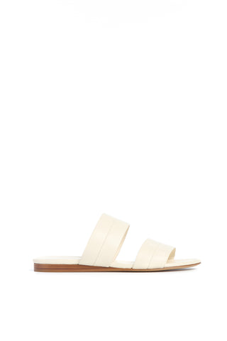 Lora Flat Sandal in Cream Nappa Leather