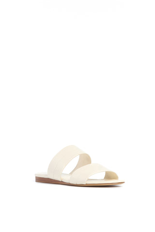 Lora Flat Sandal in Cream Nappa Leather