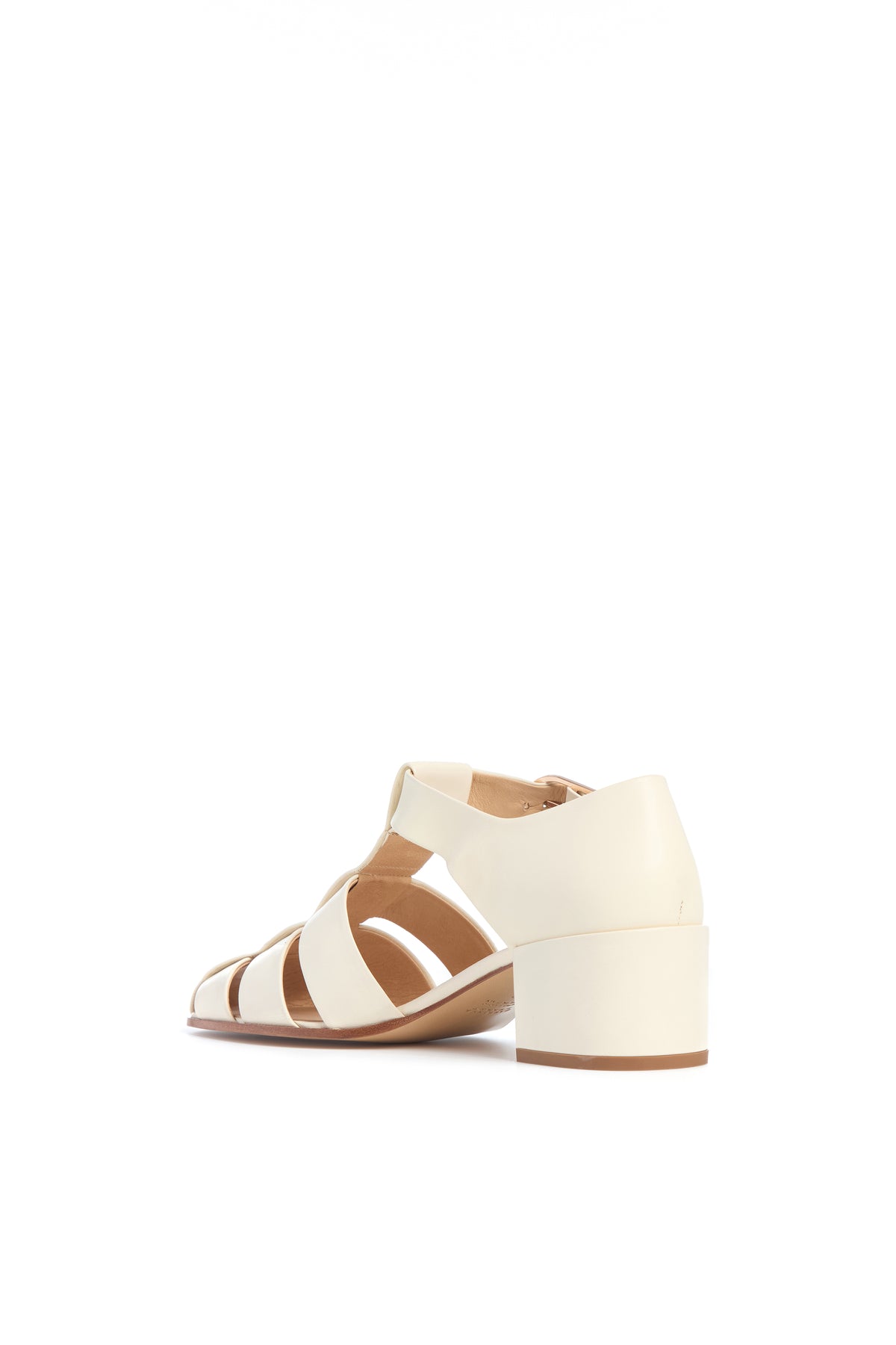 Lyle Block Heel Pump in Cream Nappa Leather