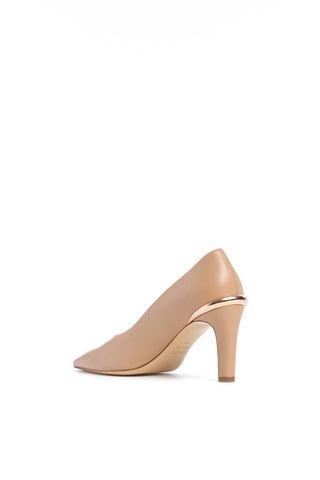 Nude Nappa Leather Edwina Stiletto Pump - Rear View, Rose Gold Heel Band Detail | Gabriela Hearst