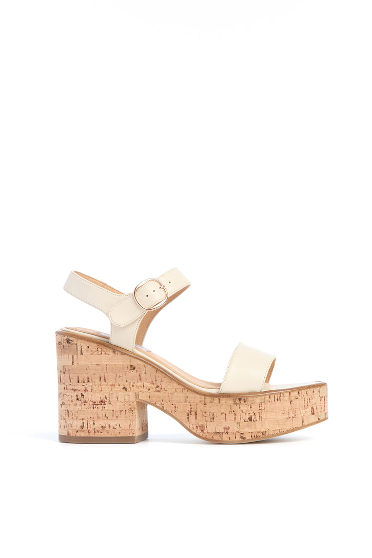 Sardis Platform Sandal in Cream Nappa Leather