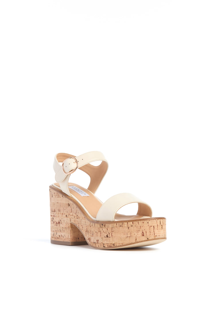 Sardis Platform Sandal in Cream Nappa Leather