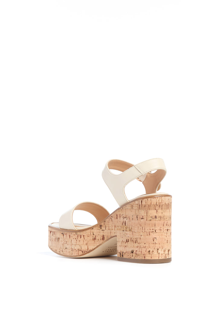 Sardis Platform Sandal in Cream Nappa Leather