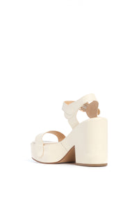 Iris Platform Sandal in Cream Leather