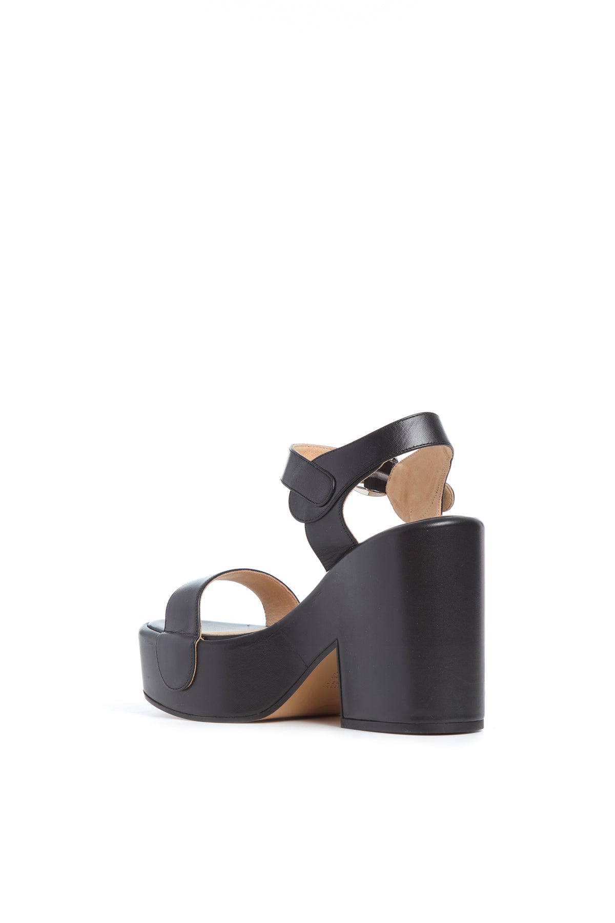 Iris Platform Sandal in Black Leather