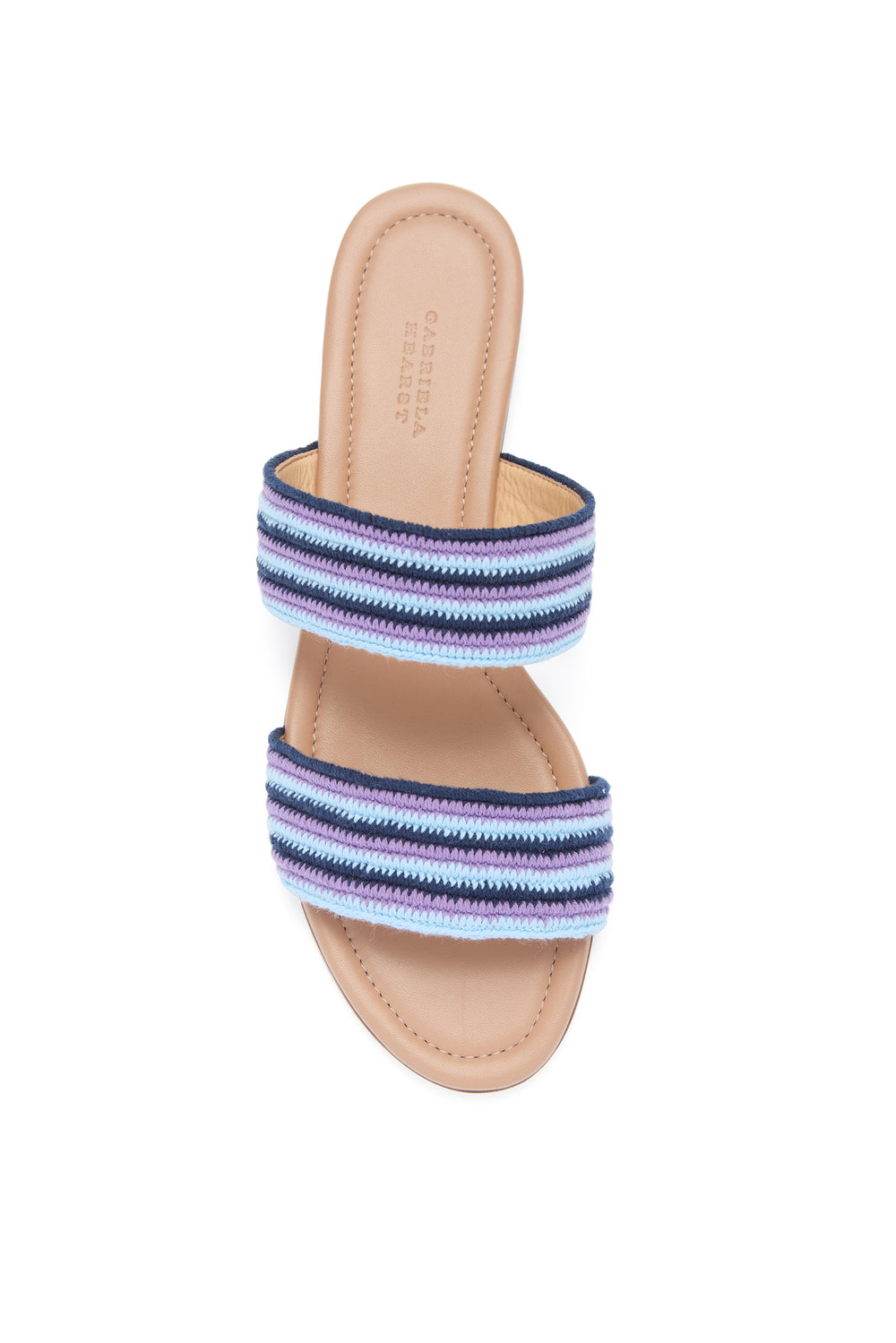 Lora Flat Sandal in Navy Multi Nappa Leather Crochet