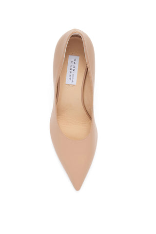 Nude Nappa Leather Edwina Stiletto Pump - Top-Down View, Leather Insole and Pointed Toe | Gabriela Hearst