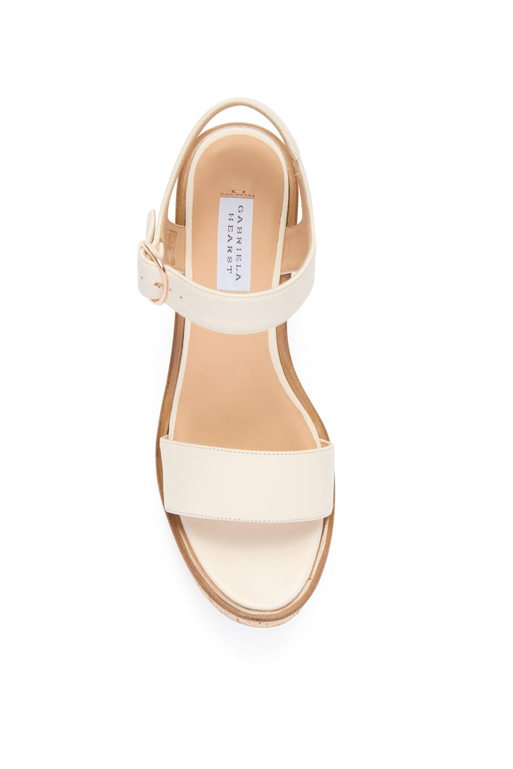 Sardis Platform Sandal in Cream Nappa Leather