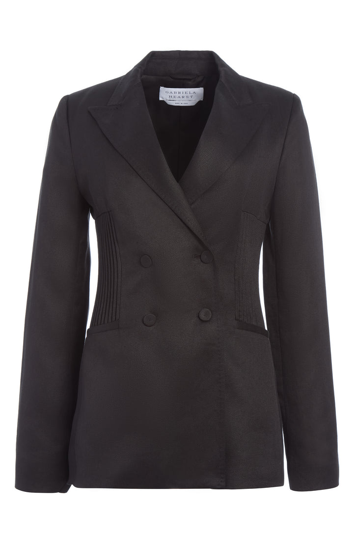 Brett Blazer in Black Textured Linen