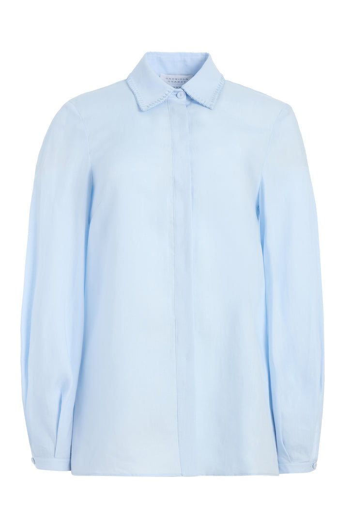 Delmer Top in Light Blue Aloe Linen