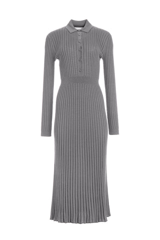 Heather Grey Cashmere Silk Ardor Knit Maxi Dress - Front View | Gabriela Hearst