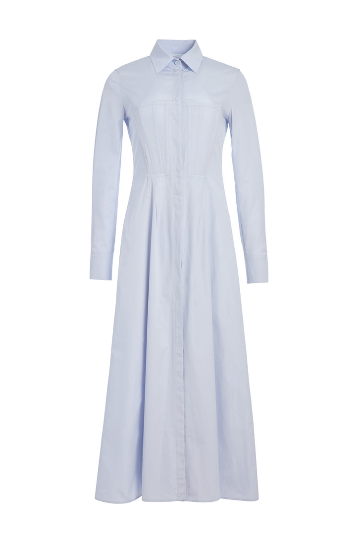 Eugene Maxi Shirtdress in Light Blue Sea Island Cotton Poplin