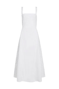 Lenya Lace Dress in White Sea Island Cotton Poplin