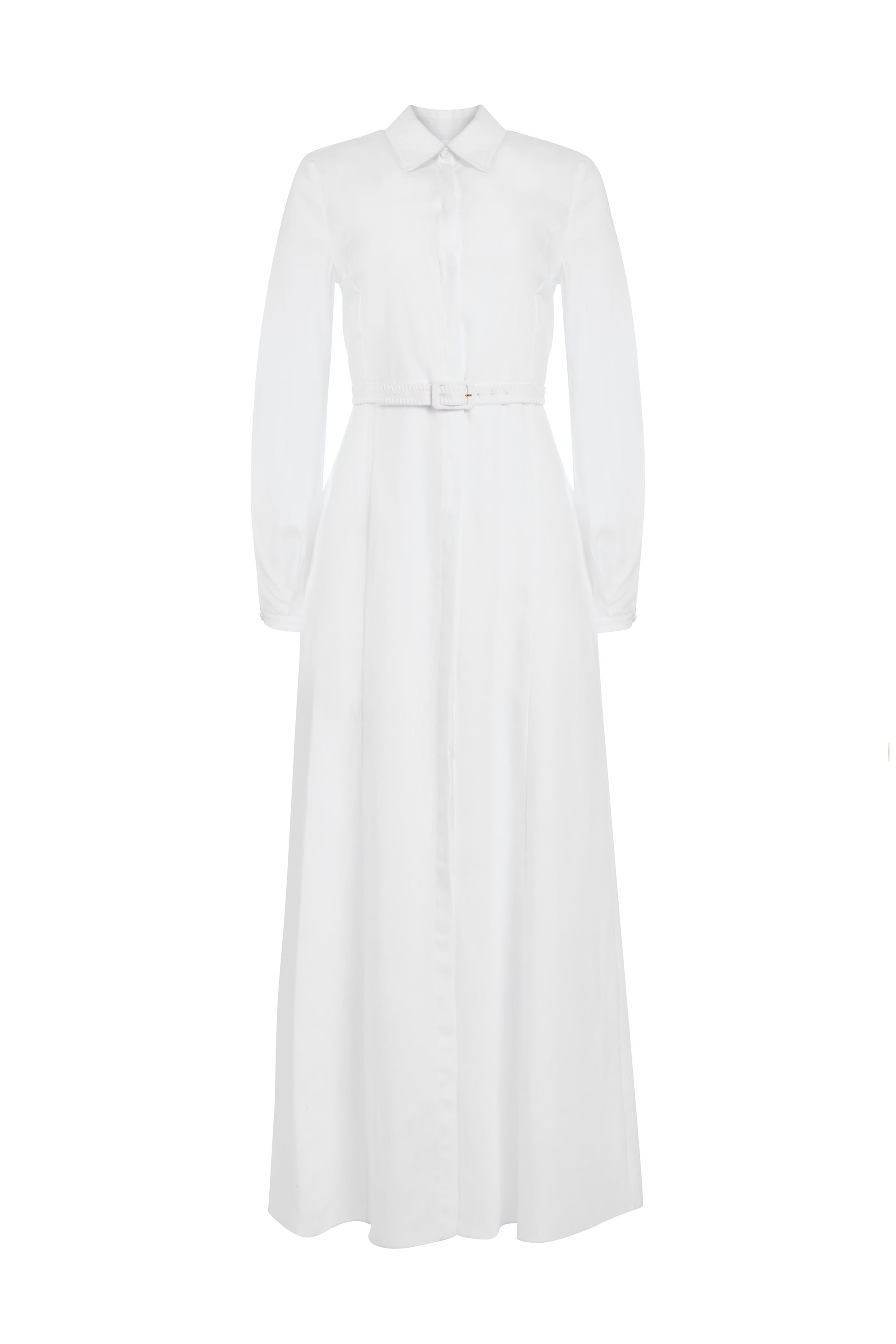 Breton Maxi Shirtdress with Slip in Ivory Aloe Linen