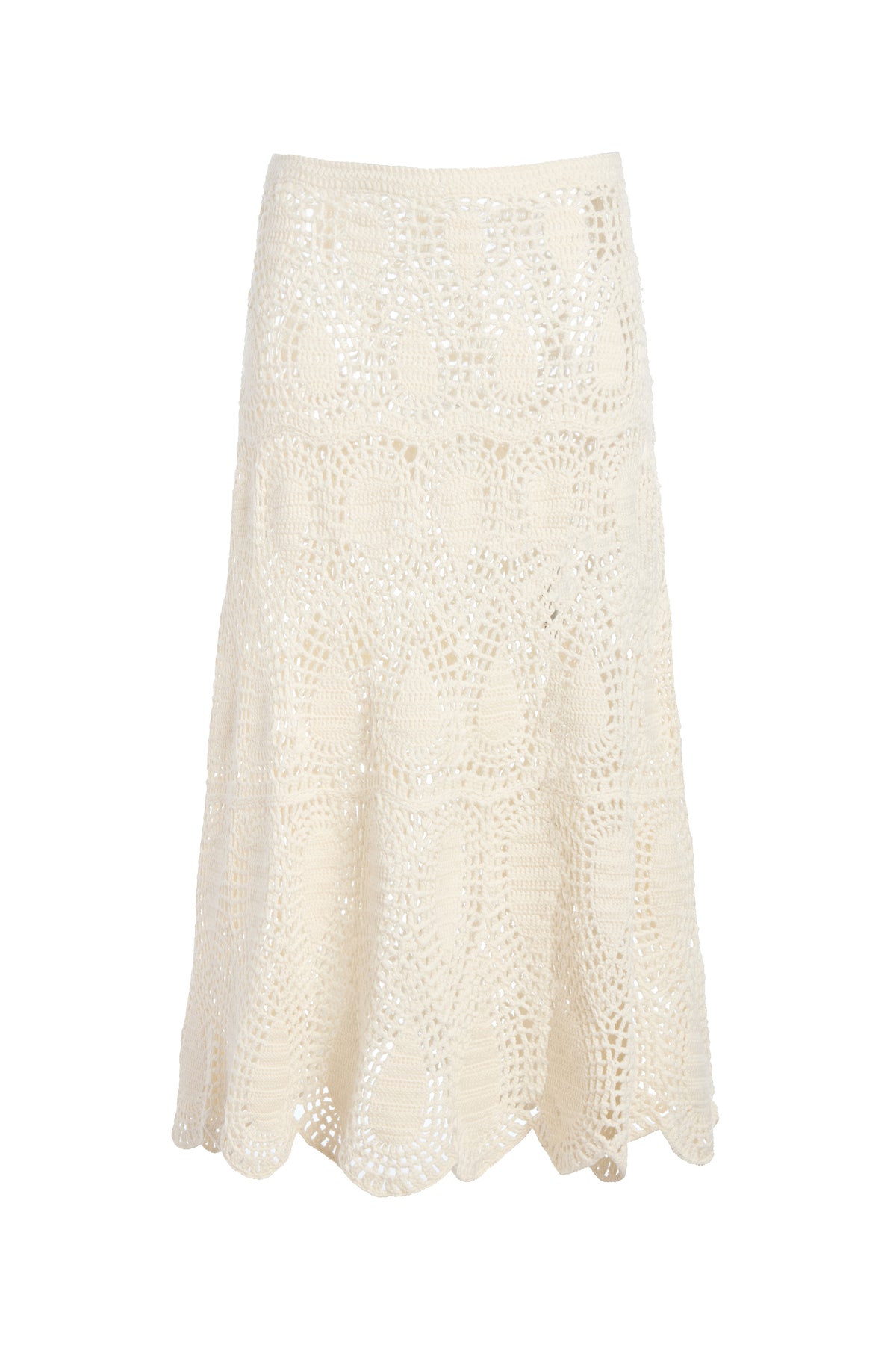 Cleo Crochet Skirt in Ivory Wool Cashmere