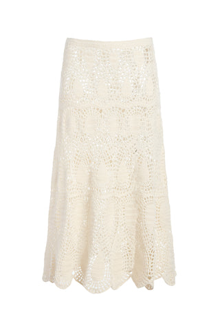 Cleo Knit Skirt in Ivory Cashmere Wool