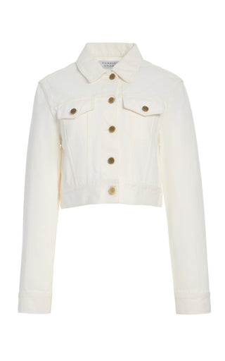 White Recycled Cotton Bronte Denim Jacket - Flat Lay | Gabriela Hearst