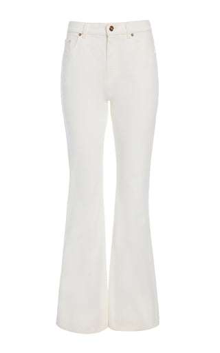 White Recycled Cotton Denim Willa Bootcut Jeans - Front View | Gabriela Hearst