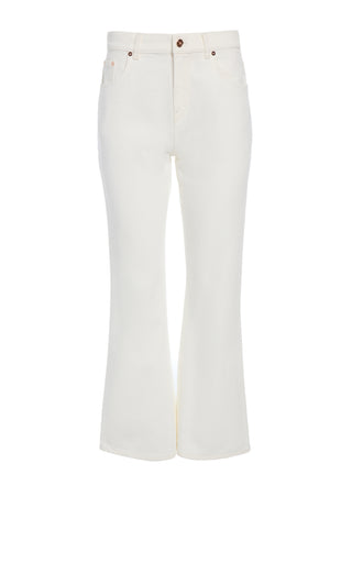 White Recycled Cotton Ezra Bootcut Cropped Jeans - Front View | Gabriela Hearst