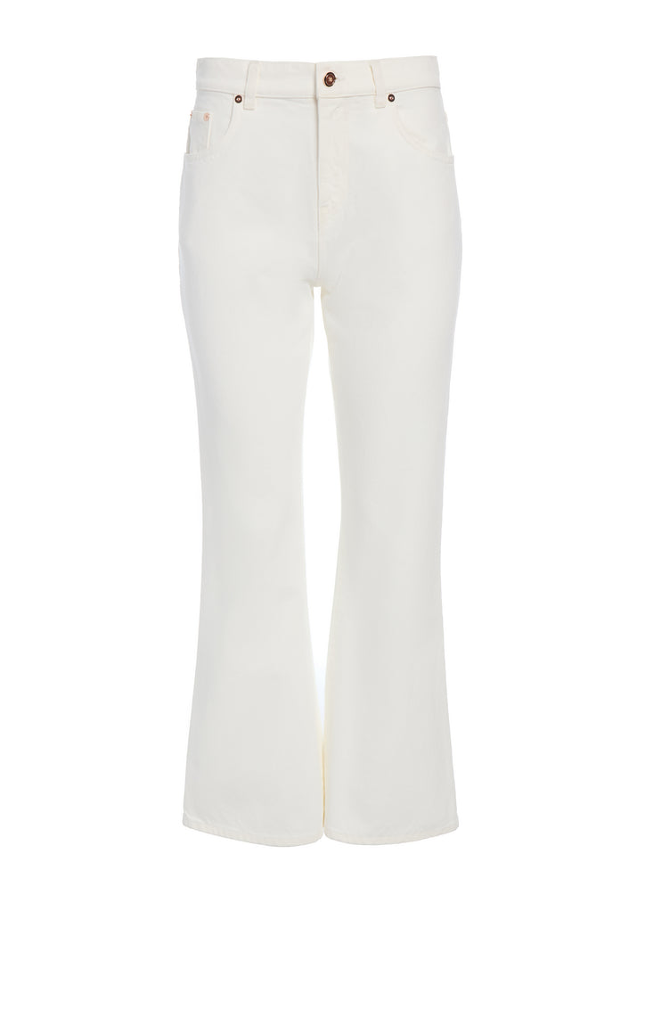Ezra Bootcut Cropped Jean in White Recycled Cotton Denim