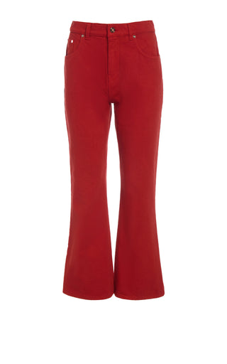 Antelope Orange Recycled Cotton Ezra Bootcut Cropped Jean - Flat Lay Front View | Gabriela Hearst