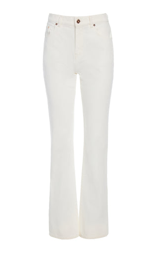 White Recycled Cotton Denim Rey Straight Leg Jeans - Front View | Gabriela Hearst