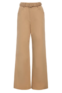 Norman Wide-leg Pant in Camel Sea Island Cotton Twill