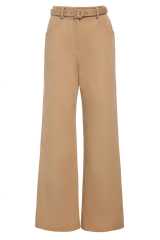 Norman Wide-leg Pant in Camel Sea Island Cotton Twill