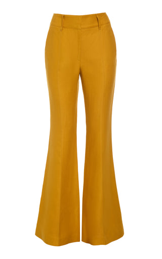 Golden Birch Linen Rhein Flare Pants - Front View | Gabriela Hearst