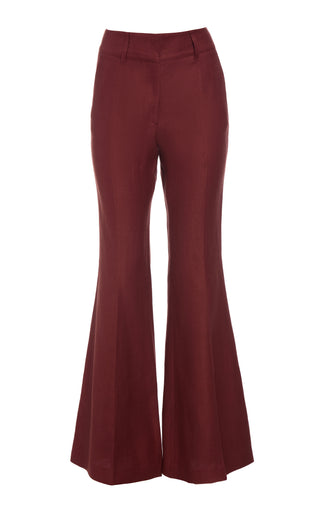 Burnt Sienna Linen Rhein Flare Pant - Front View | Gabriela Hearst