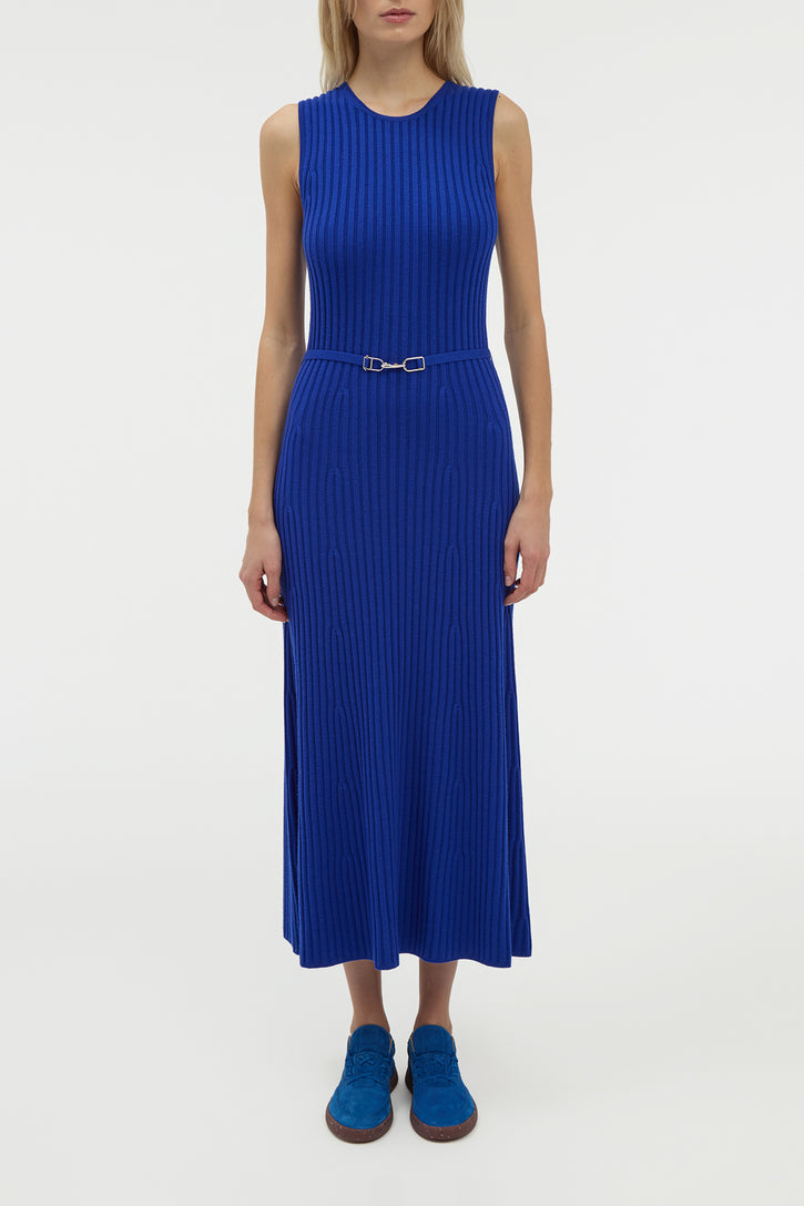Meier Knit Midi Dress in Cobalt Merino Wool Cashmere